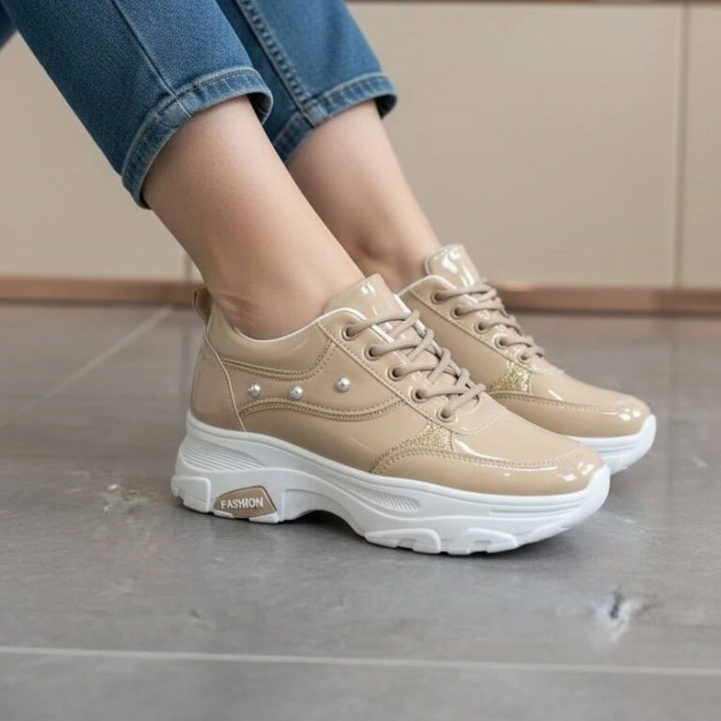 کتونی زنانه لژدار ورنی فانتزی | Women's Platform Sneakers